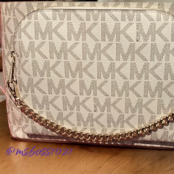 Michael Kors Lg Backpack With Chain + Lg Wallet Vanilla/Luggage - Picture 3 of 9